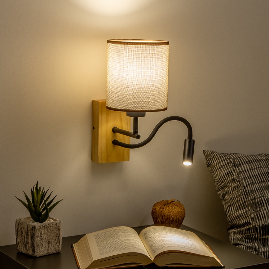 Brilagi - Flexible LED-Wandleuchte NUBILA WOOD 1xE27/25W/230V + LED/3W Eiche/braun