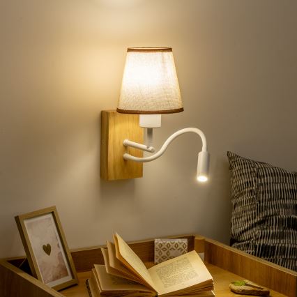Brilagi - Flexible LED-Wandleuchte NUBILA WOOD 1xE27/25W/230V + LED/3W Eiche/braun