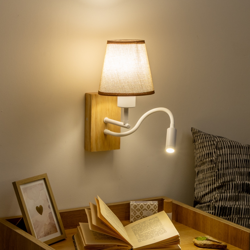 Brilagi - Flexible LED-Wandleuchte NUBILA WOOD 1xE27/25W/230V + LED/3W Eiche/braun