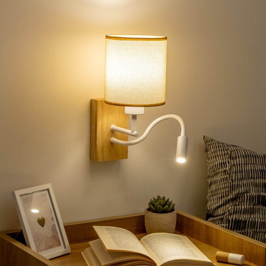 Brilagi - Flexible LED-Wandleuchte NUBILA WOOD 1xE27/25W/230V + LED/3W Eiche/hellbraun