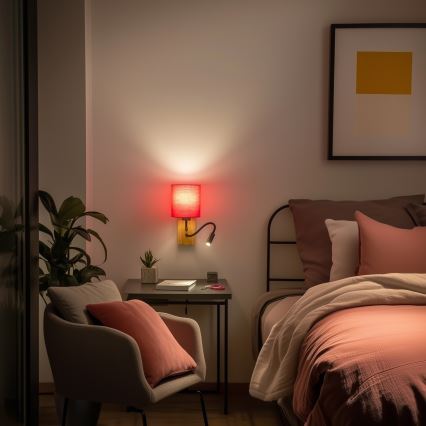 Brilagi - Flexible LED-Wandleuchte NUBILA WOOD 1xE27/25W/230V + LED/3W Eiche/pink