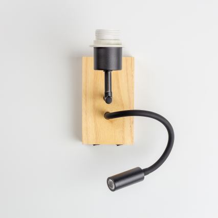 Brilagi - Flexible LED-Wandleuchte NUBILA WOOD 1x E27/25W/230V + LED/3W, Eiche/Schwarz/Gelb