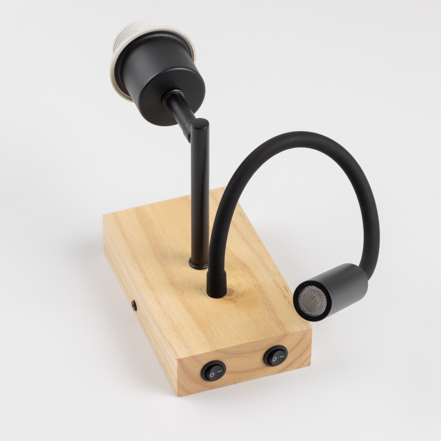 Brilagi - Flexible LED-Wandleuchte NUBILA WOOD 1x E27/25W/230V + LED/3W, Eiche/Schwarz/Gelb