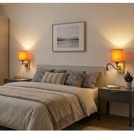 Brilagi - Flexible LED-Wandleuchte NUBILA WOOD 1xE27/25W/230V + LED/3W Eiche/Schwarz/Hellgrau