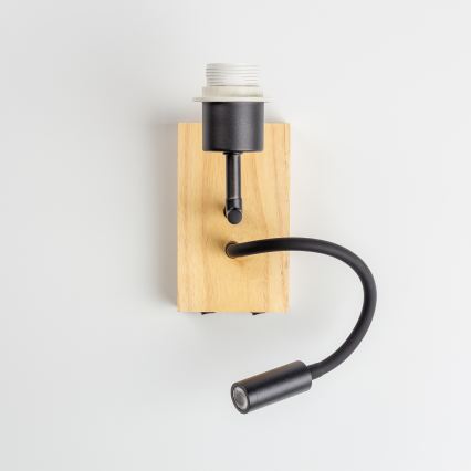 Brilagi - Flexible LED-Wandleuchte NUBILA WOOD 1xE27/25W/230V + LED/3W Eiche/Schwarz/Hellgrau