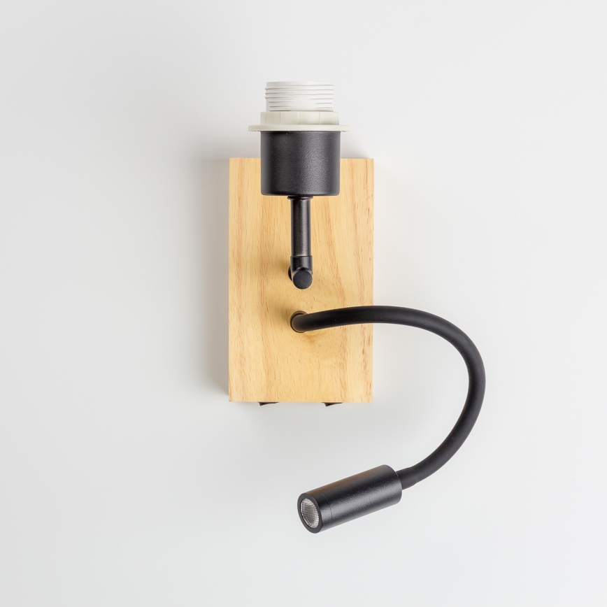 Brilagi - Flexible LED-Wandleuchte NUBILA WOOD 1xE27/25W/230V + LED/3W Eiche/Schwarz/Hellgrau