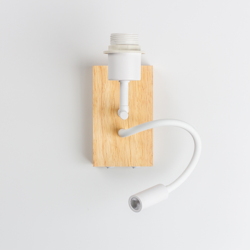 Brilagi - Flexible LED-Wandleuchte NUBILA WOOD 1xE27/25W/230V + LED/3W Eiche/Weiß/Hellgrau