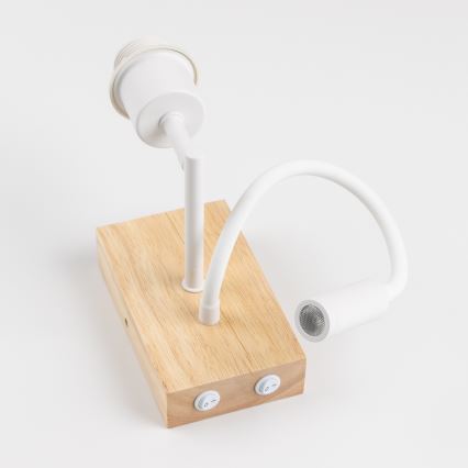 Brilagi - Flexible LED-Wandleuchte NUBILA WOOD 1xE27/25W/230V + LED/3W Eiche/Weiß/Hellgrau