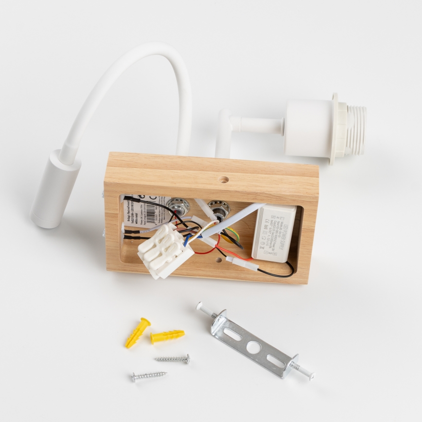 Brilagi - Flexible LED-Wandleuchte NUBILA WOOD 1xE27/25W/230V + LED/3W Eiche/weiß/orange