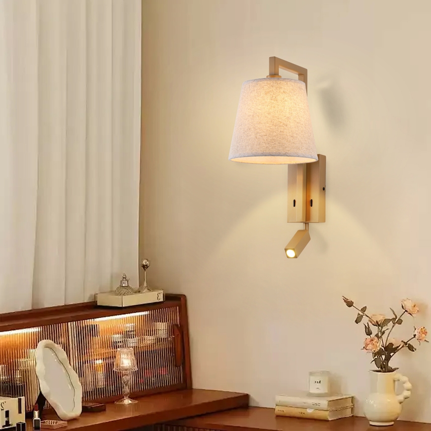 Brilagi - LED-Wandleuchte RAYA 1xE14/40W/230V + LED/3W Flachs/beige