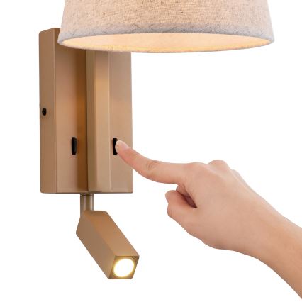 Brilagi - LED-Wandleuchte RAYA 1xE14/40W/230V + LED/3W Flachs/beige