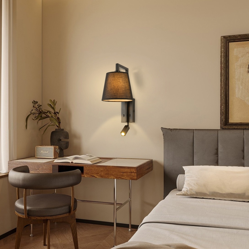 Brilagi - LED-Wandleuchte RAYA 1xE14/40W/230V + LED/3W schwarz