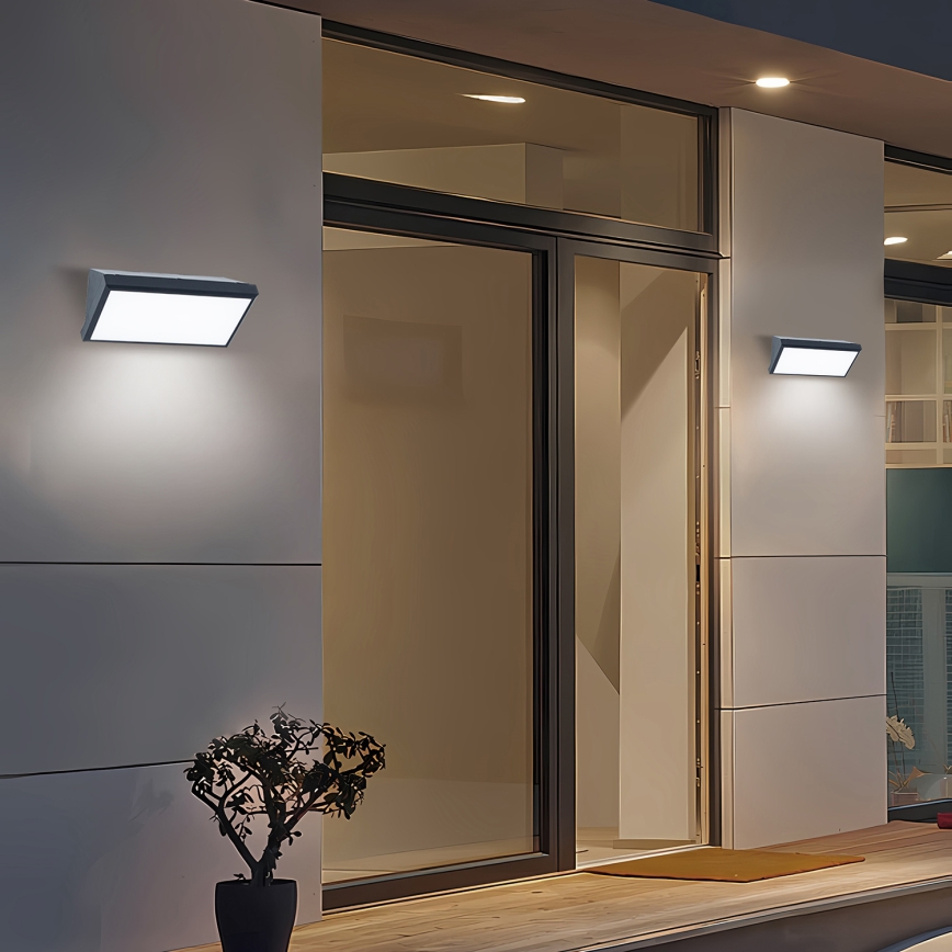 Brilagi - LED dimmbare Außenwandleuchte TRIANGLE 1xE27/6W/230V 2700-6500K IP65 Anthrazit