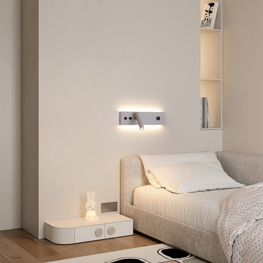 BRILAGI - LED-Wandspot mit USB-Anschluss NOCTIS LED/3W/230V + LED/9W beige