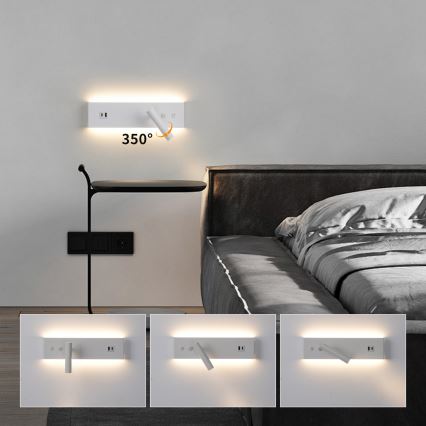 Brilagi - LED-Wandspot mit USB-Anschluss NOCTIS LED/3W/230V + LED/9W weiß