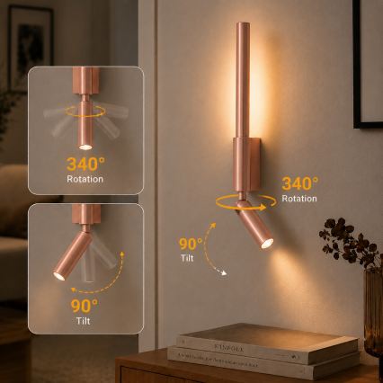 BRILAGI - LED-Wandspot VIXON LED/3W/230V + LED/5W, Bronze, CRI 90