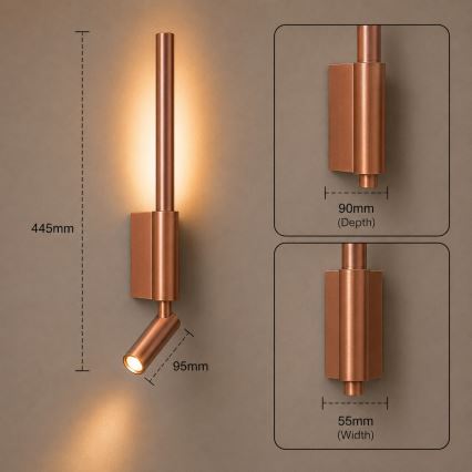 BRILAGI - LED-Wandspot VIXON LED/3W/230V + LED/5W, Bronze, CRI 90