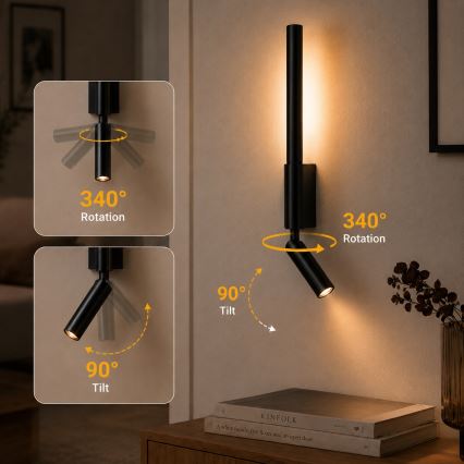 BRILAGI - LED-Wandspot VIXON LED/3W/230V + LED/5W schwarz CRI 90