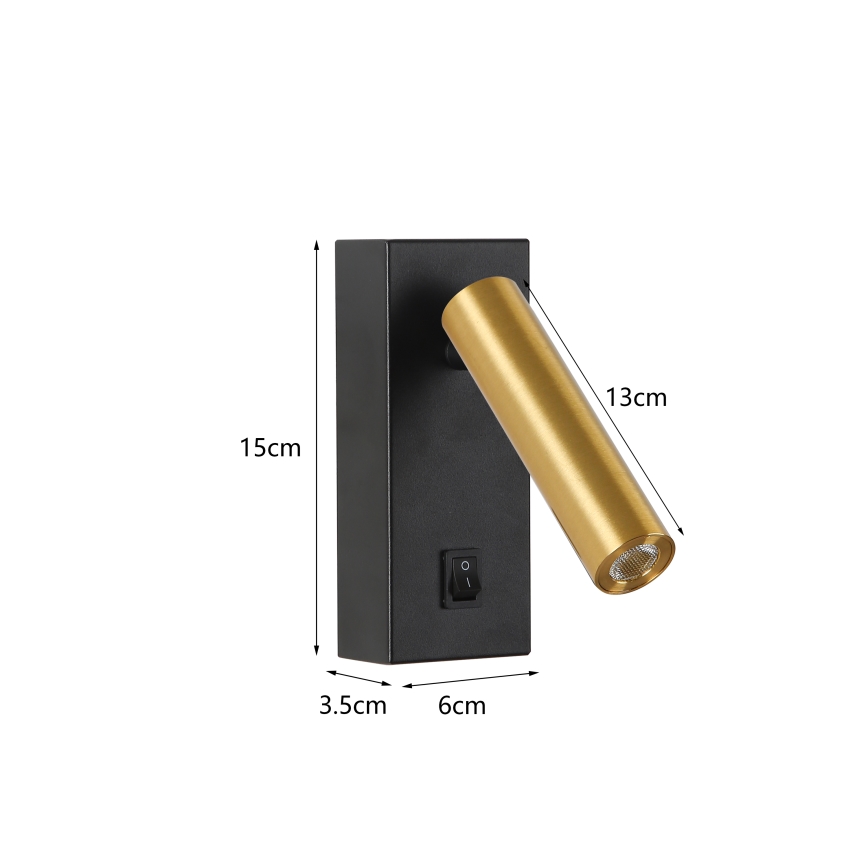 Brilagi - LED-Wandstrahler MAYA LED/3W/230V 4000K schwarz/golden