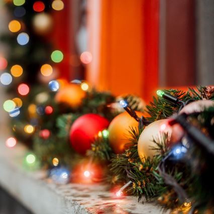 Brilagi - LED-Weihnachts-Lichterkette für den Außenbereich, 200 LEDs, 2 Funktionen, 25 m, IP44, mehrfarbig