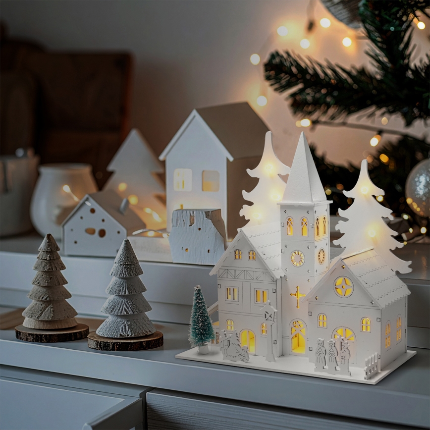 Brilagi - LED-Weihnachtsdekoration LED/2xAA Kirchenhäuschen