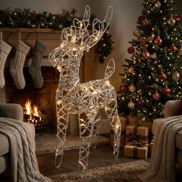 BRILAGI - LED Weihnachtsdekoration LED/3xAA 42 cm Rentier warmweiß/silber