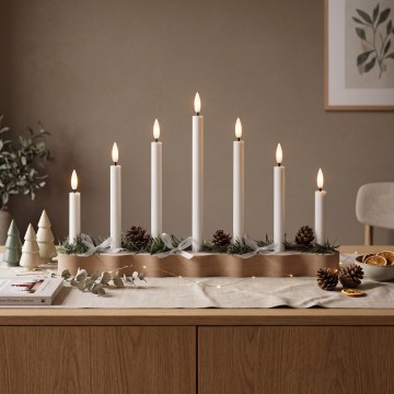 BRILAGI - LED-Weihnachtskerzenhalter 7xLED/2xAA beige/weiß