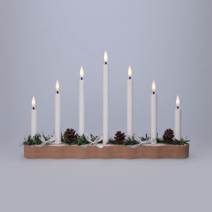 BRILAGI - LED-Weihnachtskerzenhalter 7xLED/2xAA beige/weiß