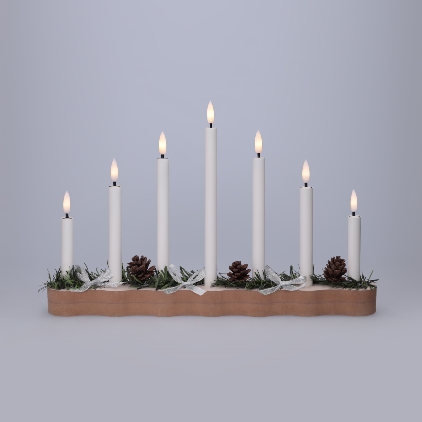 BRILAGI - LED-Weihnachtskerzenhalter 7xLED/2xAA beige/weiß