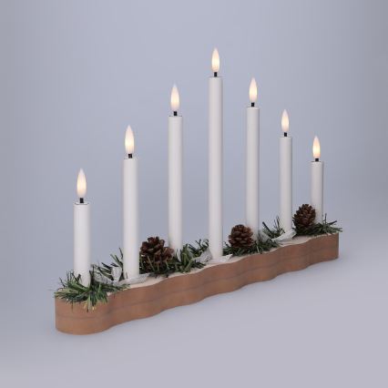 BRILAGI - LED-Weihnachtskerzenhalter 7xLED/2xAA beige/weiß