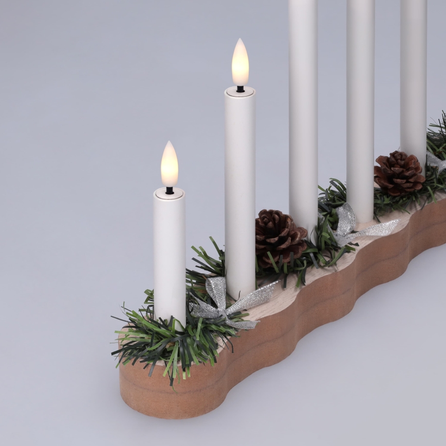 BRILAGI - LED-Weihnachtskerzenhalter 7xLED/2xAA beige/weiß