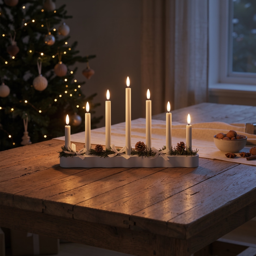 BRILAGI - LED-Weihnachtskerzenhalter 7xLED/2xAA weiß