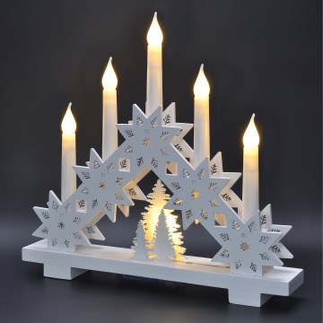 BRILAGI - LED-Weihnachtsleuchter 5xLED/2xAA weiß