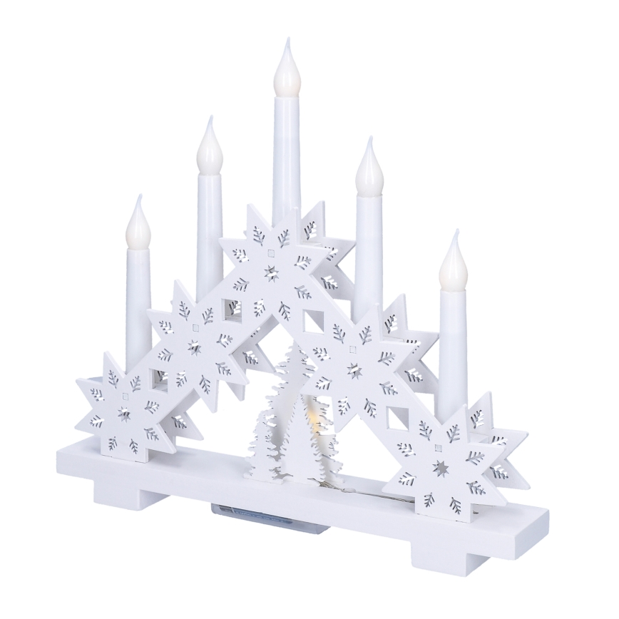 BRILAGI - LED-Weihnachtsleuchter 5xLED/2xAA weiß