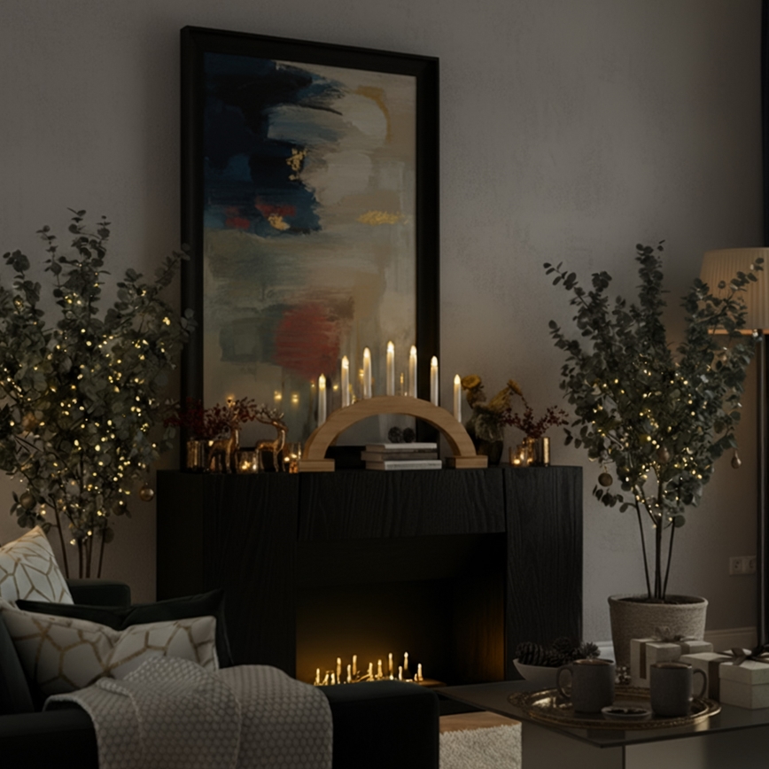 BRILAGI - LED Weihnachtsleuchter 7xLED/2xAA beige/weiß