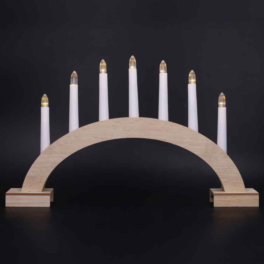 BRILAGI - LED Weihnachtsleuchter 7xLED/2xAA beige/weiß