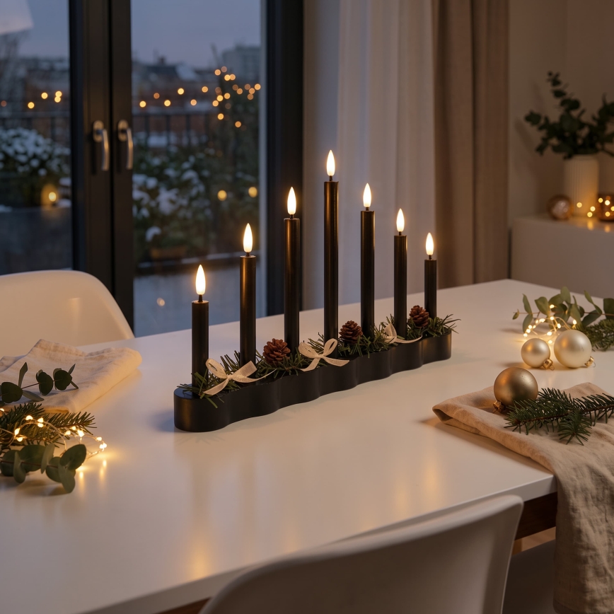 BRILAGI - LED-Weihnachtsleuchter 7xLED/2xAA schwarz