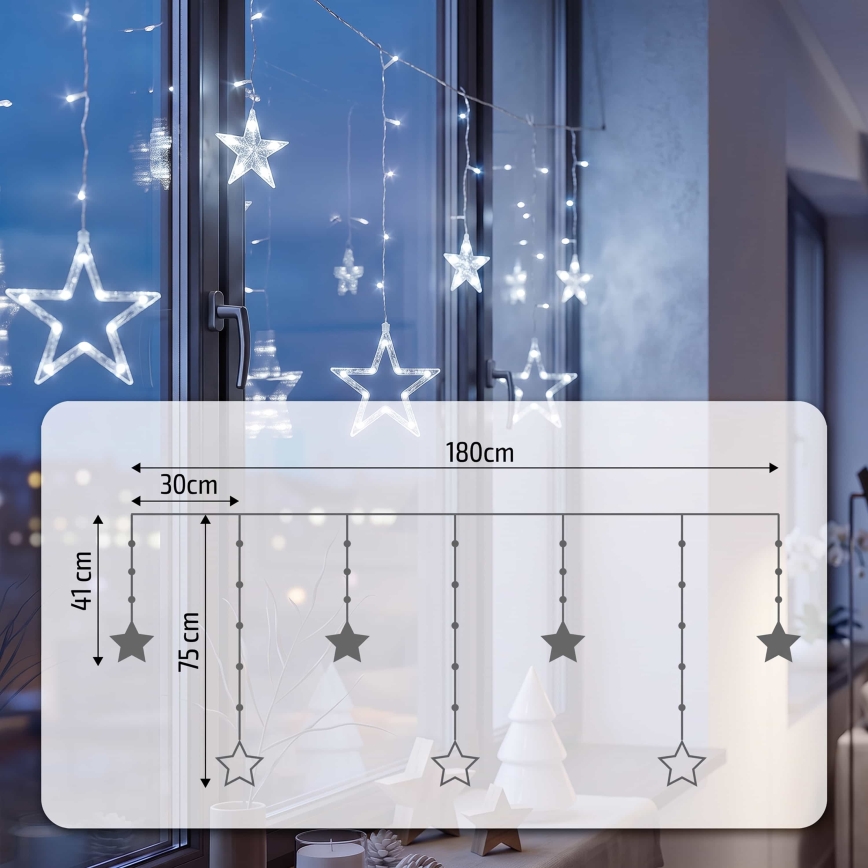 BRILAGI - LED-Weihnachtslichtervorhang 77xLED/3xAA/USB 1,8m kaltweiß