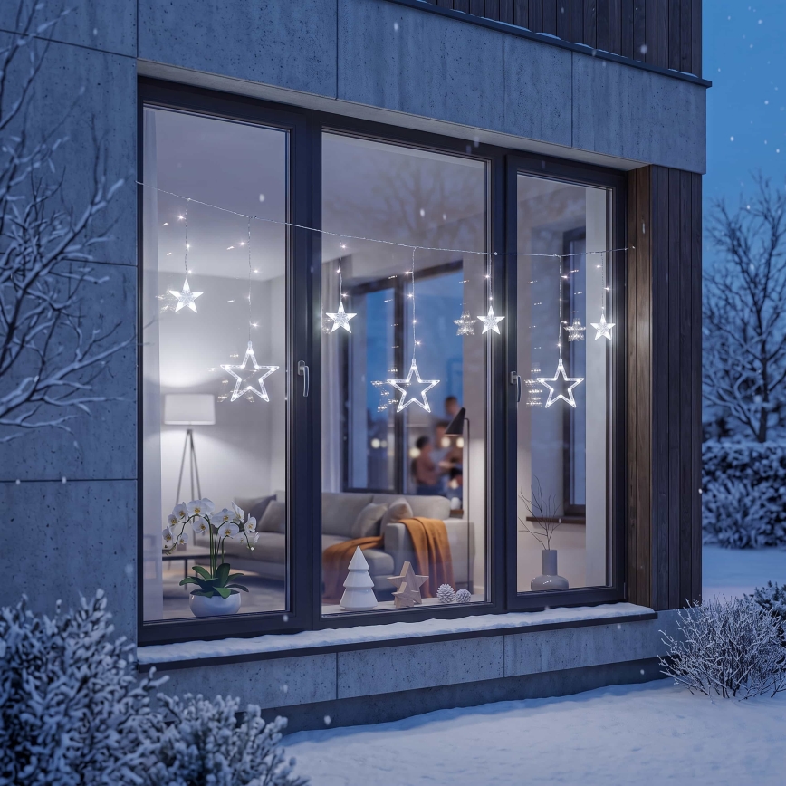 BRILAGI - LED-Weihnachtslichtervorhang für Außenbereiche 77xLED/3xAA/USB 1,8m IP44 kaltweiß