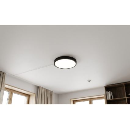 BRILAGI - LED Badezimmer-Deckenleuchte mit Sensor ZENNA LED/18W/230V Ø 29,5 cm IP44 schwarz + Fernbedienung