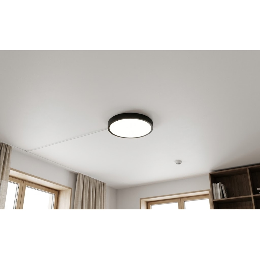 BRILAGI - LED Badezimmer-Deckenleuchte mit Sensor ZENNA LED/18W/230V Ø 29,5 cm IP44 schwarz + Fernbedienung