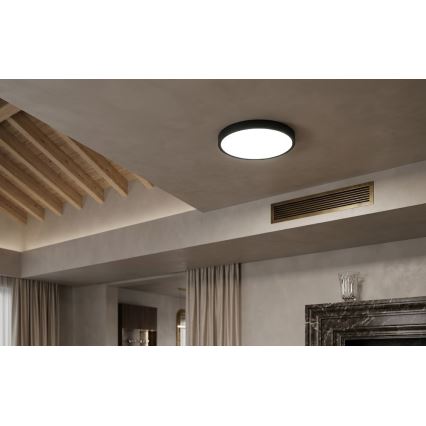 BRILAGI - LED Badezimmer-Deckenleuchte mit Sensor ZENNA LED/18W/230V Ø 29,5 cm IP44 schwarz + Fernbedienung