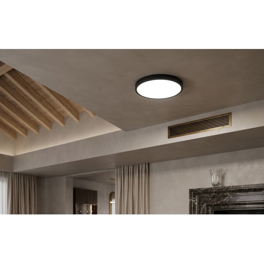 BRILAGI - LED Badezimmer-Deckenleuchte mit Sensor ZENNA LED/18W/230V Ø 29,5 cm IP44 schwarz + Fernbedienung
