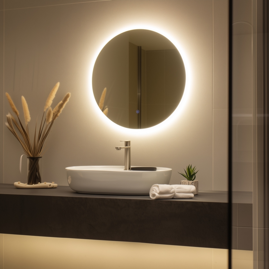 Brilagi - LED-Badezimmerspiegel LUNA LED/19W/230V Ø 60 cm IP44 CRI 90 dimmbar + CCT
