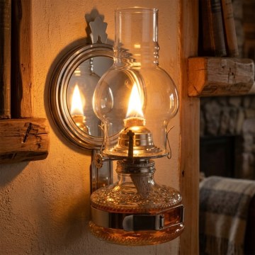 Brilagi - MERLIN Petroleumlampe mit Spiegel, hochglänzender Chrom