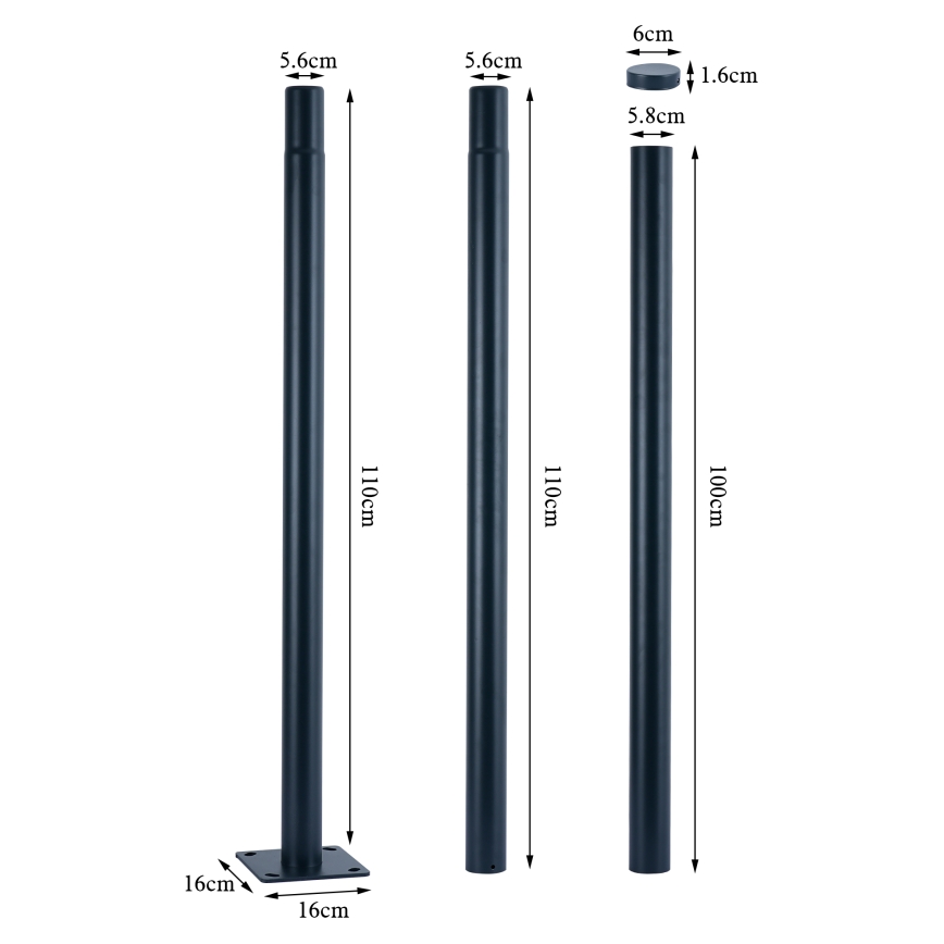 Brilagi - Metallmast für Außenbeleuchtung URBAN 3 m Mast d 58 matt anthrazit