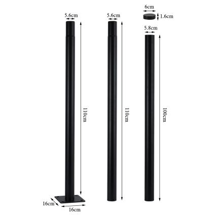 Brilagi - Metallstab für Außenbeleuchtungspfosten URBAN 3 m Mast Ø 58 mm schwarz
