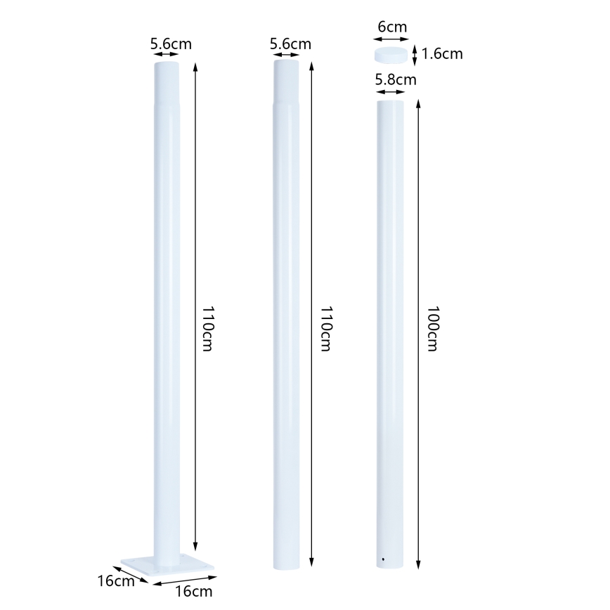 Brilagi - Metallstab für Außenbeleuchtungspfosten URBAN 3 m Mast Ø 58 mm weiß