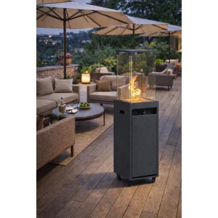 BRILAGI - Außen-Gaskamin FLARO GAS 142x36 cm 8 kW 1xAAA anthrazit + Schutzabdeckung