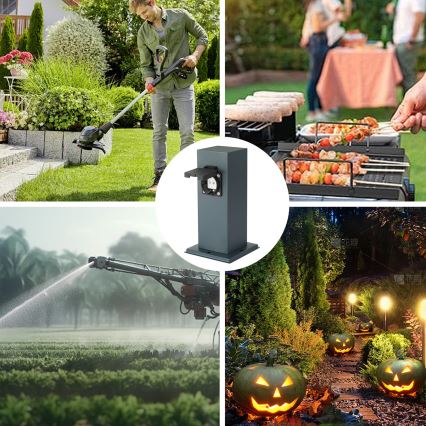 Brilagi - Outdoor-Steckdosensäule PILLAR 1Z SCHUKO 230V IP44 anthrazit